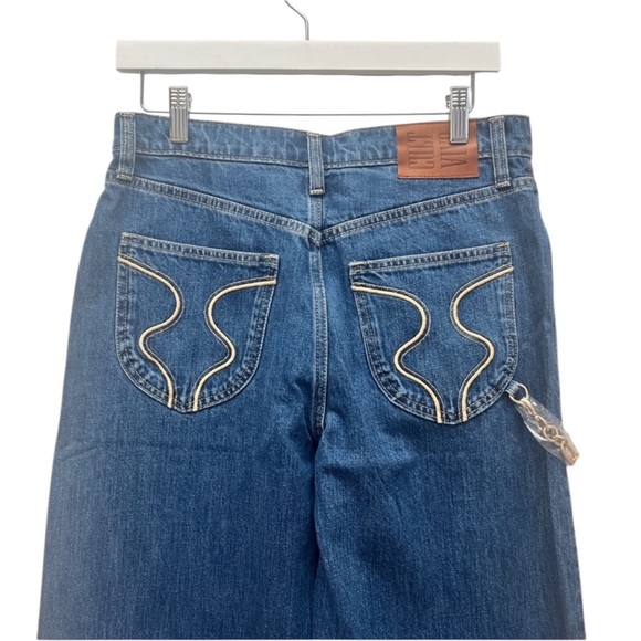 NWT Gap x Cult Gaia High Rise Stride Chain Jeans in Blue Size 28 - Picture 9 of 10